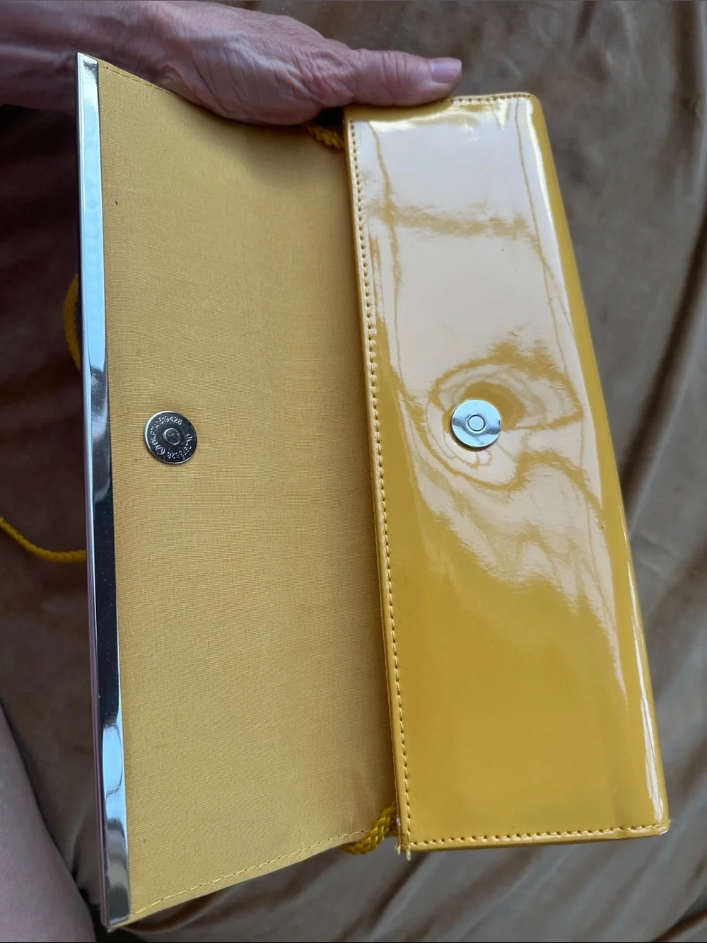 Vintage Mustard yellow clutch purse on rope